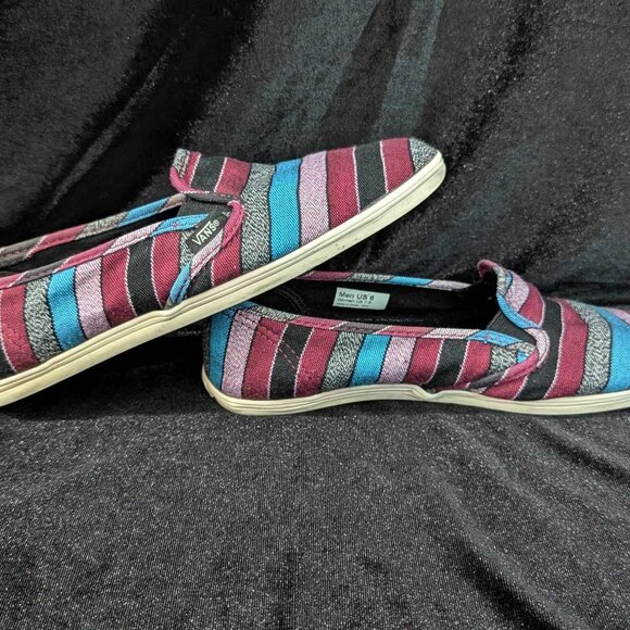 Comfy Multicolored Striped Vans in Size 7.5 - Women's Slip-On - Picture 3 of 12